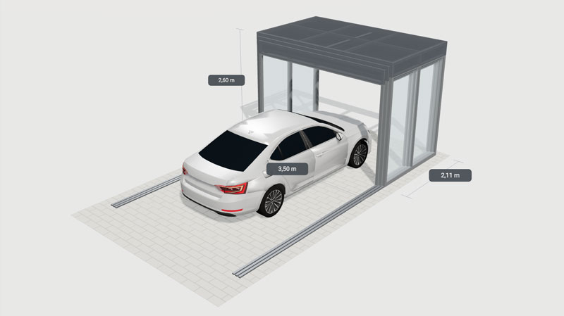 Złożony carport przesuwny - wolny podjazd przed domem