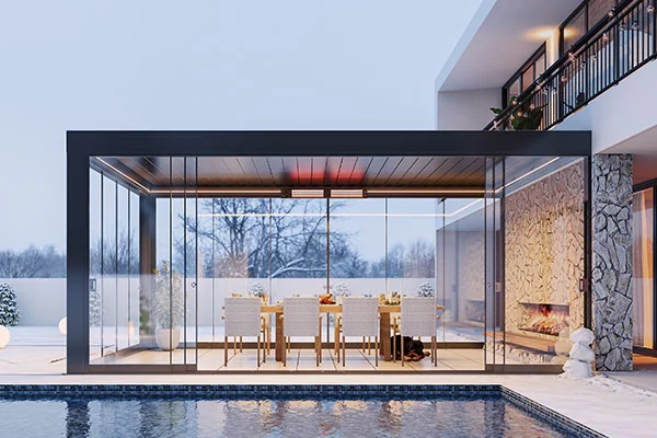 Pergola FLEX slide z zamkniętymi lamelami dachu